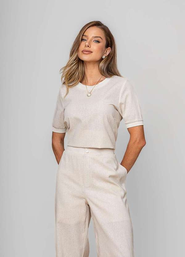 Salvatore Fashion - Calça Reta Lisa Alfaiataria Bege 5