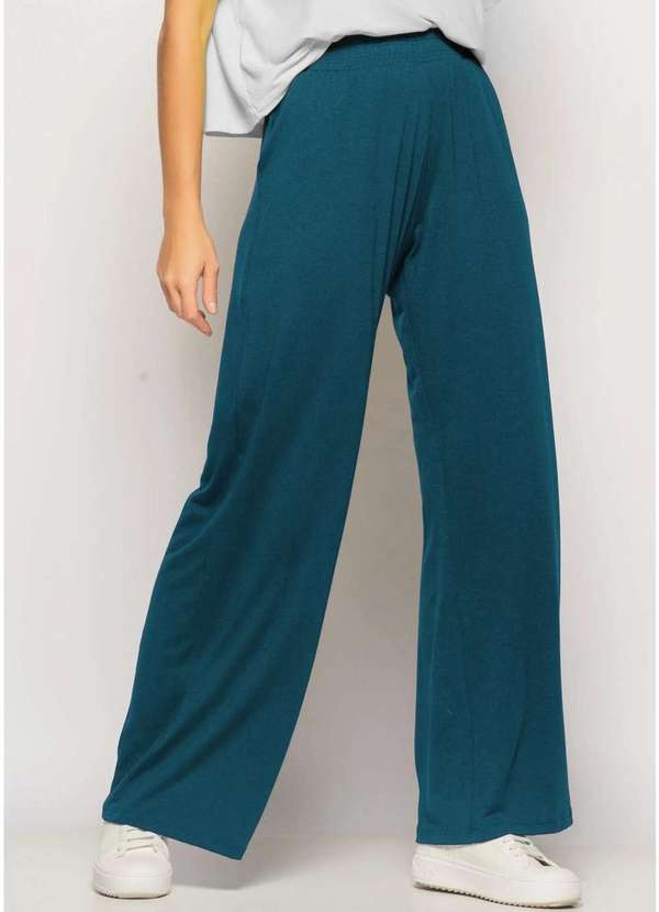 Salvatore Fashion - Calça Wide Leg com Bolso Malha  Fashion Verde 3