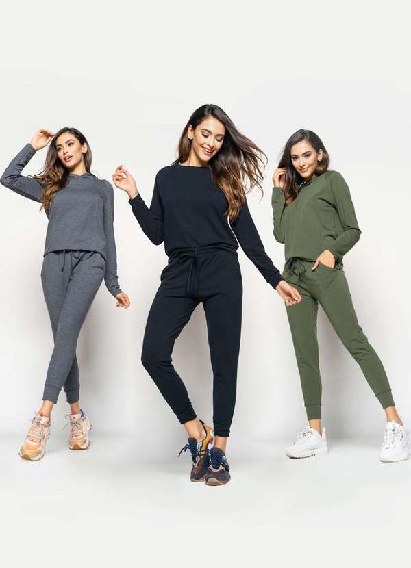 Salvatore Fashion - Kit 3 Calças Comfy Jogger Moletinho Fashion Cinza