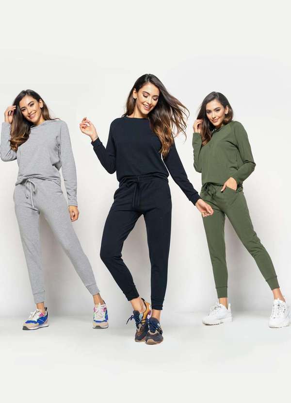 Salvatore Fashion - Kit 3 Calças Comfy Jogger Moletinho Fashion Cinza