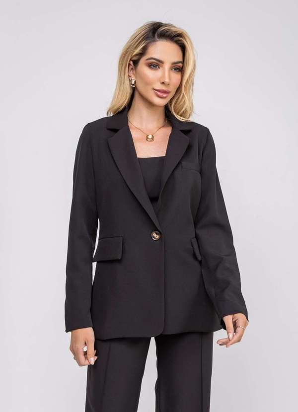 Salvatore Fashion - Blazer Alfaiataria Botão Único Preto 2