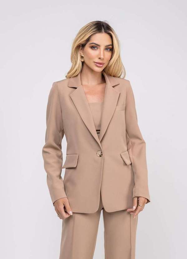 Salvatore Fashion - Blazer Alfaiataria Botão Único Bege