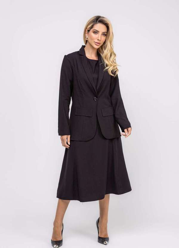 Salvatore Fashion - Blazer Altaiataria Marrant Recorte Preto 1