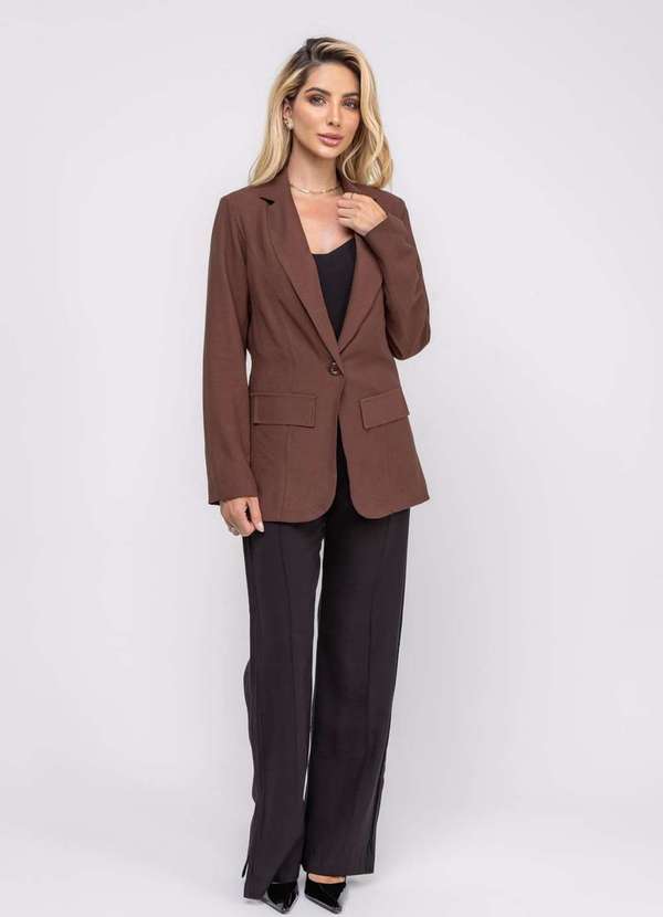 Salvatore Fashion - Blazer Altaiataria Marrant Recorte Marrom 1