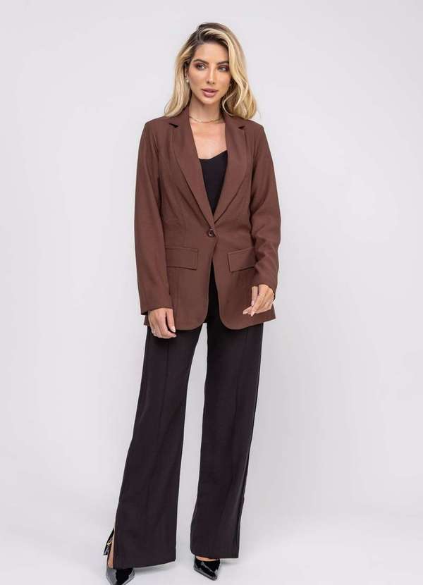 Salvatore Fashion - Blazer Altaiataria Marrant Recorte Marrom 3
