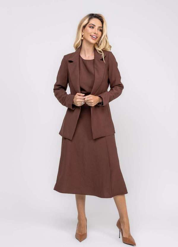 Salvatore Fashion - Blazer de Alfaiataria Marrant Alongado Marrom