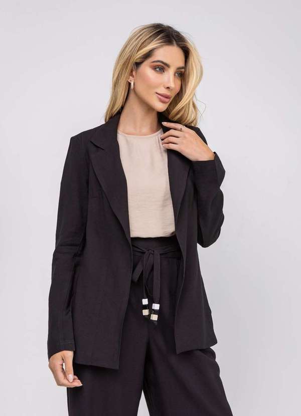 Salvatore Fashion - Blazer de Alfaiataria Marrant Alongado Preto