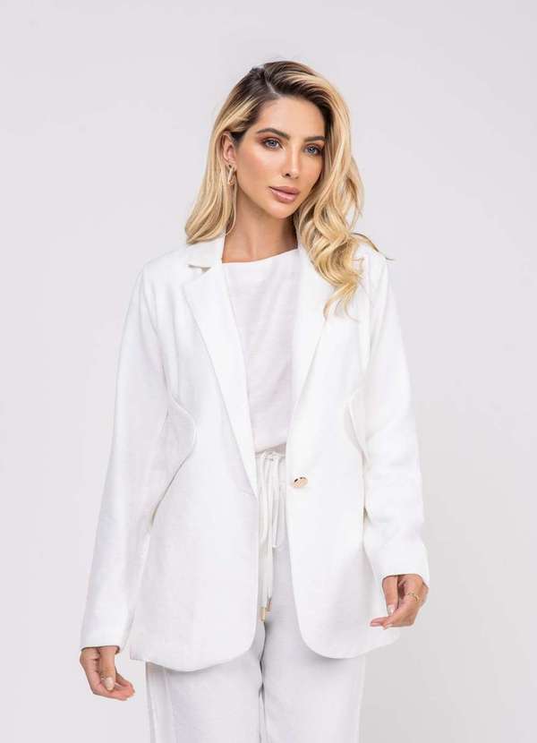 Salvatore Fashion - Blazer de Alfaiataria Marrant Detalhe Lapela Branco