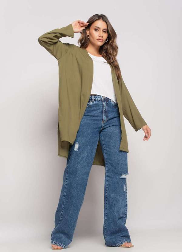 Salvatore Fashion - Kimono Manga Longa Viscolinho  Fashion Verde 3