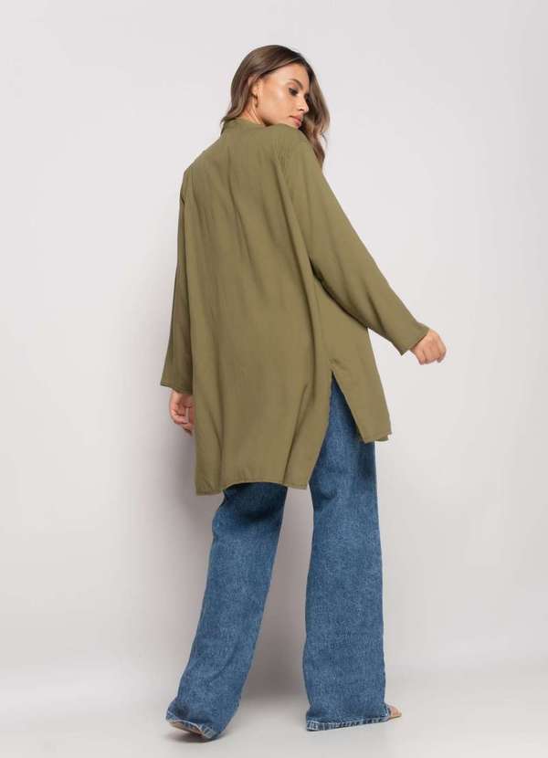 Salvatore Fashion - Kimono Manga Longa Viscolinho  Fashion Verde 4