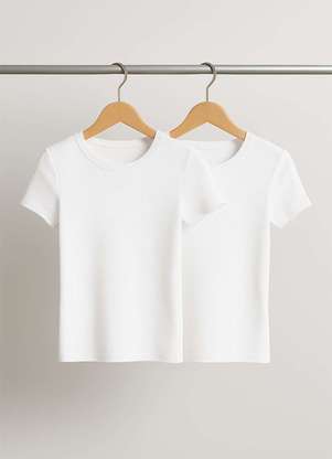 Salvatore Fashion - Kit 2 Blusas Básicas Manga Curta Canelada - SALVATORE FASHION