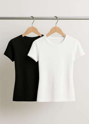 Salvatore Fashion - Kit 2 Blusas Básicas Manga Curta Canelada - SALVATORE FASHION