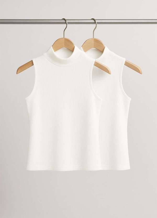 Salvatore Fashion - Kit 2 Regatas Cava Americana Canelada Branco