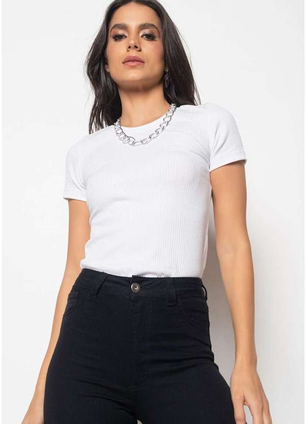 Salvatore Fashion - Kit 3 Blusas Básicas Manga Curta Canelada Branco 2