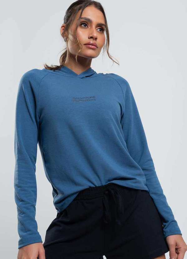 Salvatore Fashion - Casaco Esportivo com Capuz Moletinho Fashion Azul