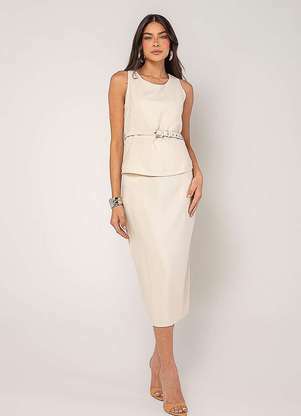 Salvatore Fashion - Conjunto Alfaiataria Saia Midi e Regata - SALVATORE FASHION