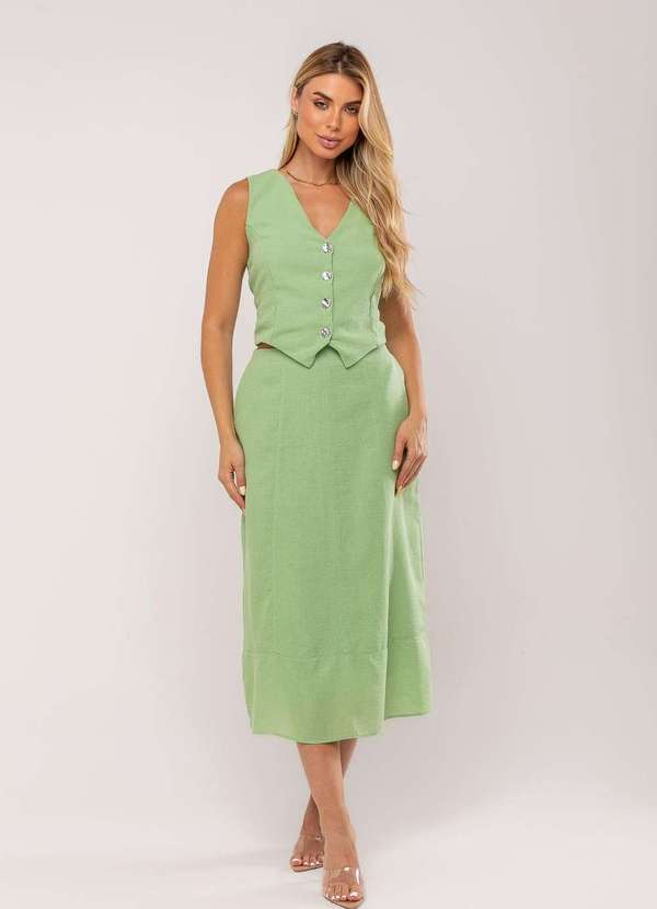 Salvatore Fashion - Conjunto com Colete e Saia Midi Verde 5