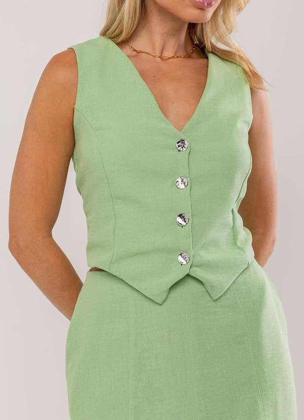 Salvatore Fashion - Conjunto com Colete e Saia Midi Verde 6