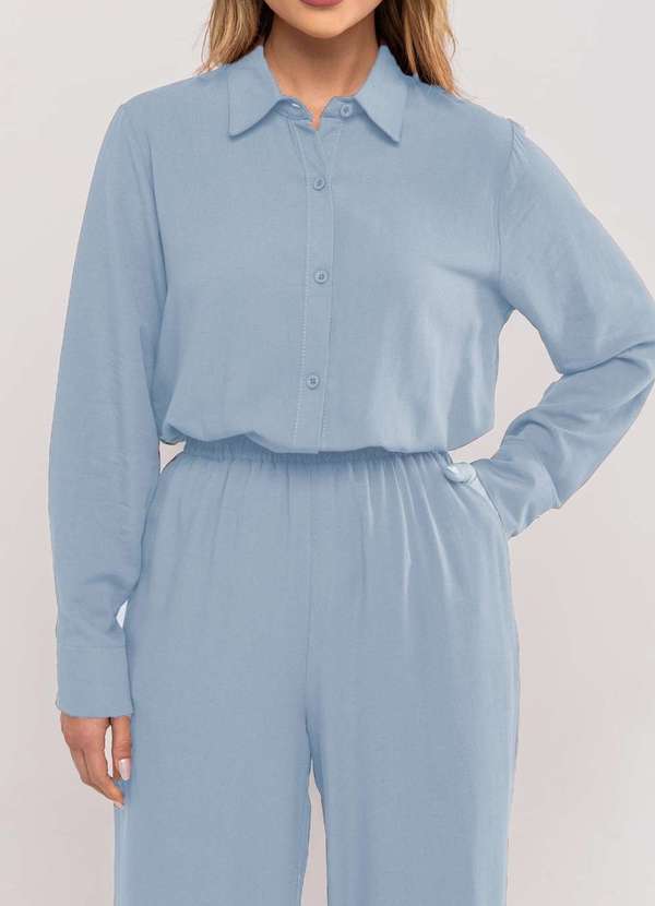 Salvatore Fashion - Conjunto de Linho com Camisa e Calça Pantalona Azul 2