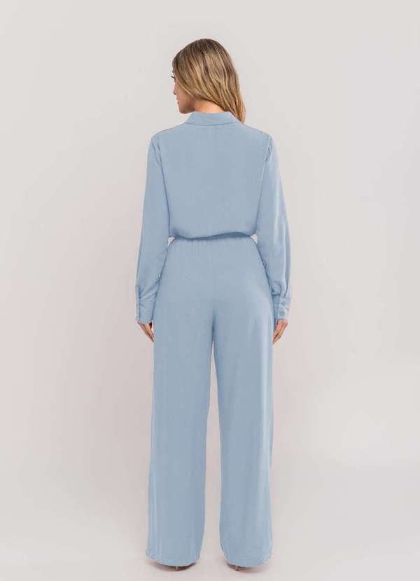 Salvatore Fashion - Conjunto de Linho com Camisa e Calça Pantalona Azul 3