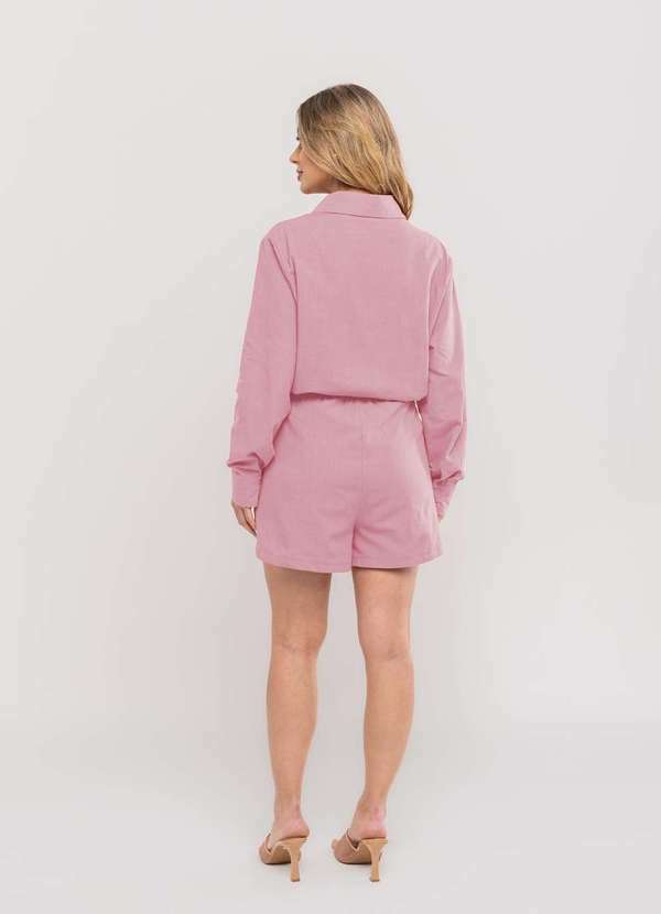 Salvatore Fashion - Conjunto Feminino de Camisa e Short em Algodão Rosa 3