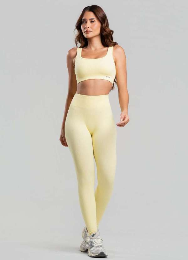 Salvatore Fashion - Conjunto Fitness Calça e Top sem Costura Amarelo