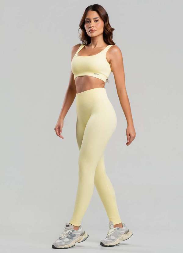Salvatore Fashion - Conjunto Fitness Calça e Top sem Costura Amarelo 3