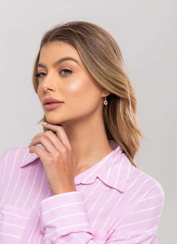 Salvatore Fashion - Conjunto Listrado com Camisa Manga Longa e Short Rosa 4