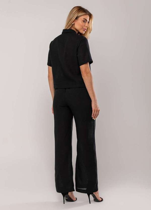 Salvatore Fashion - Conjuto Camisa Manga Curta e Calça Pantalona Preto 4