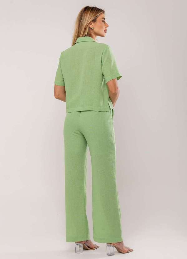 Salvatore Fashion - Conjuto Camisa Manga Curta e Calça Pantalona Verde 3
