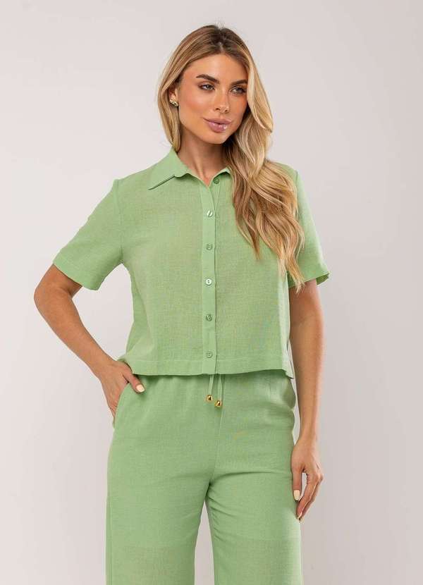 Salvatore Fashion - Conjuto Camisa Manga Curta e Calça Pantalona Verde 5