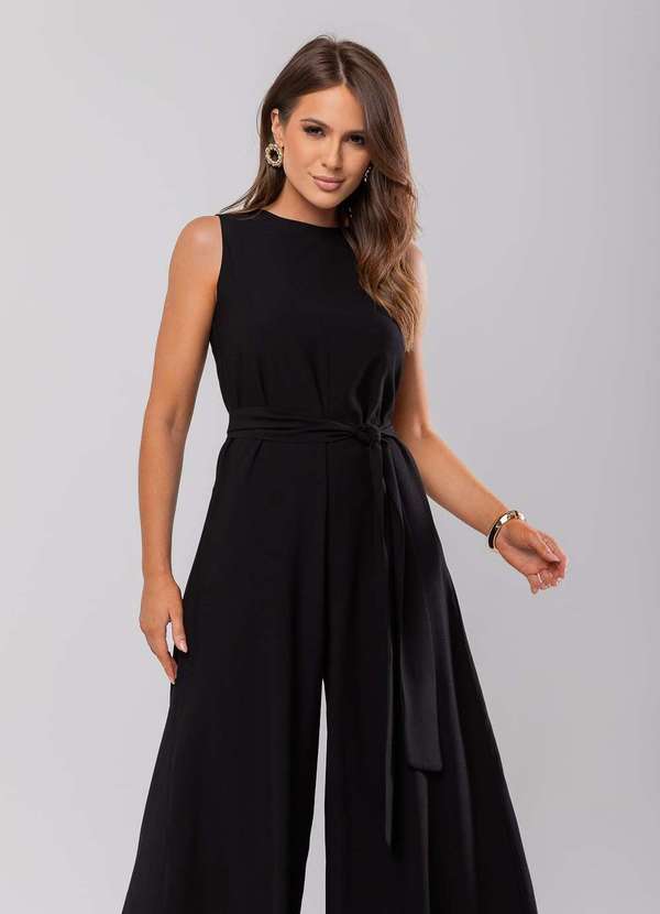 Salvatore Fashion - Macacão Regata Feminino Alfaiataria Pantalona Fashion Preto 5