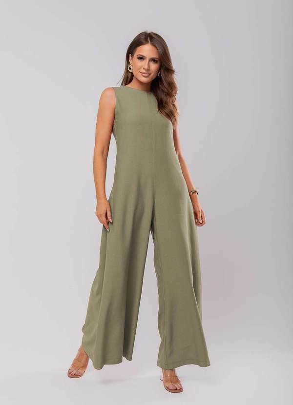 Salvatore Fashion - Macacão Regata Feminino Alfaiataria Pantalona  Fashion Verde 2