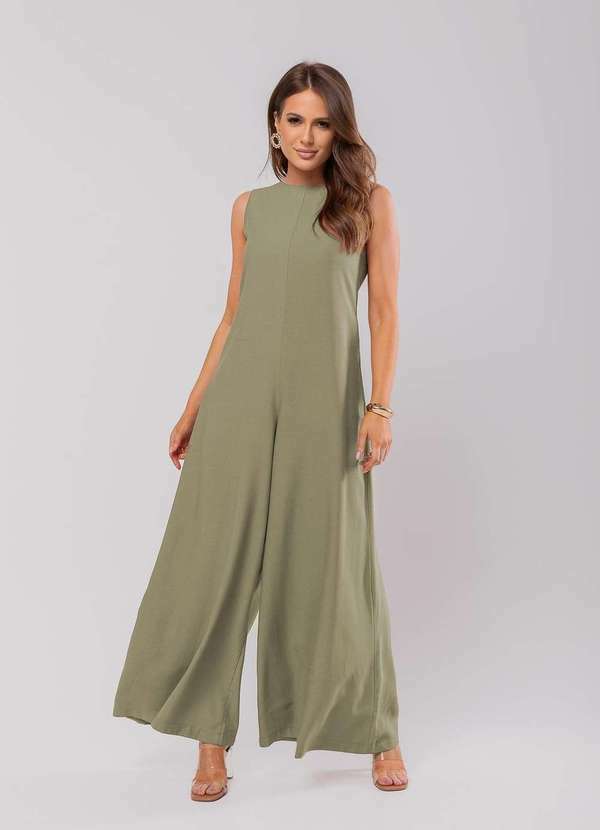 Salvatore Fashion - Macacão Regata Feminino Alfaiataria Pantalona  Fashion Verde 4