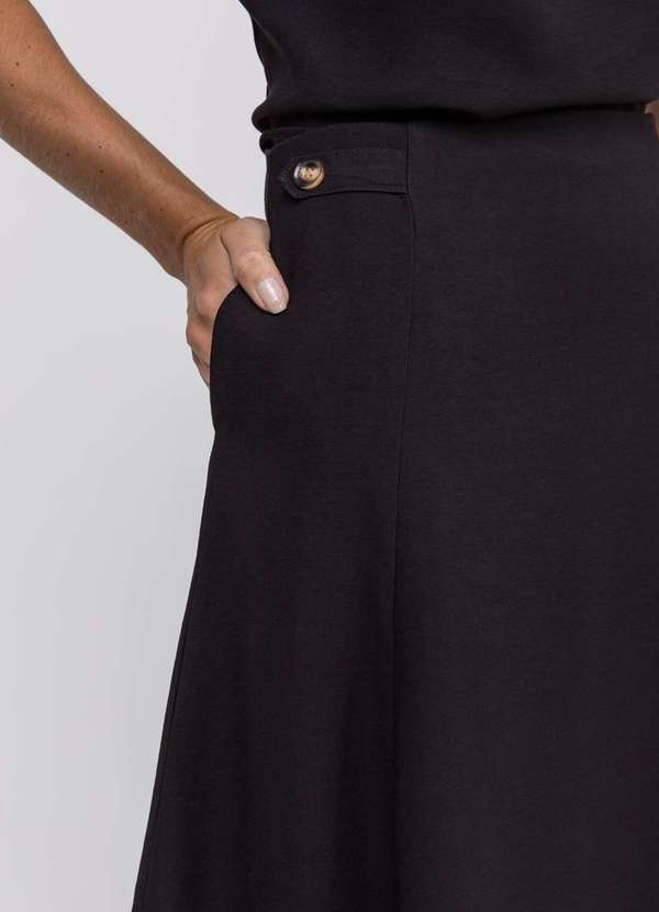 Salvatore Fashion - Saia Alfaiataria Midi com Bolsos Preto 2