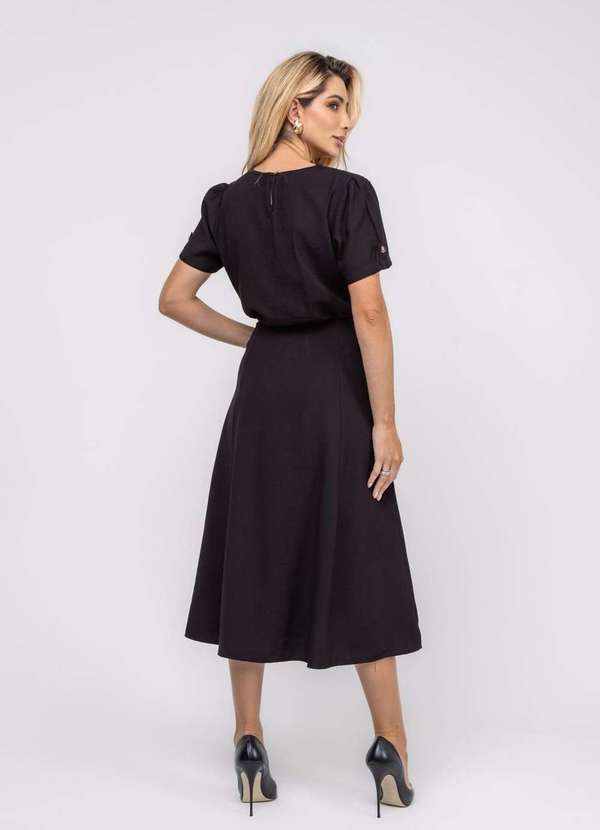 Salvatore Fashion - Saia Alfaiataria Midi com Bolsos Preto 3