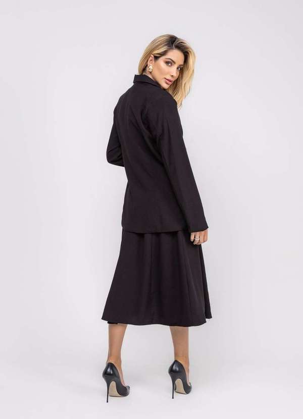 Salvatore Fashion - Saia Alfaiataria Midi com Bolsos Preto 5