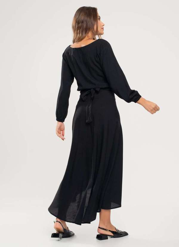 Salvatore Fashion - Saia Envelope Midi Viscolinho Fashion Preto 4