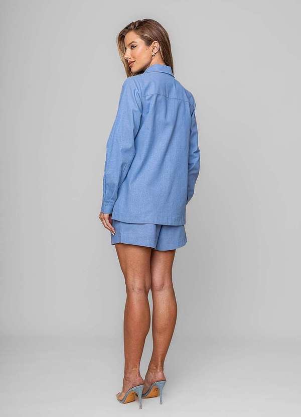 Salvatore Fashion - Short Alfaiataria com Pregas Azul 6