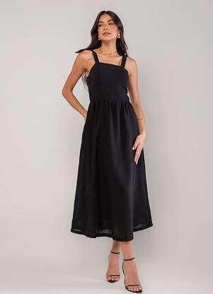 Salvatore Fashion - Vestido Alfaiataria Midi com Alças Largas e Amarração - SALVATORE FASHION