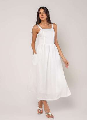 Salvatore Fashion - Vestido Alfaiataria Midi com Alças Largas e Amarração - SALVATORE FASHION