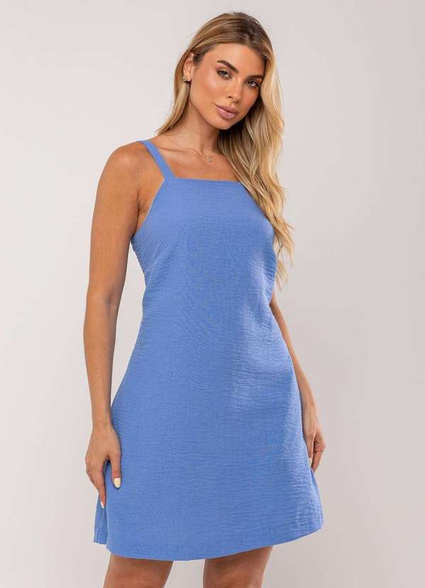 Salvatore Fashion - Vestido Curto com Alça Fina e Bolso Azul 5