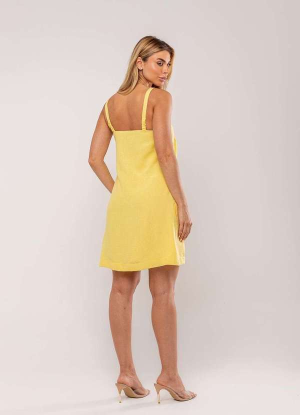 Salvatore Fashion - Vestido Curto com Alça Fina e Bolso Amarelo 5