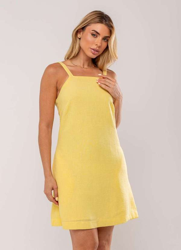 Salvatore Fashion - Vestido Curto com Alça Fina e Bolso Amarelo 6