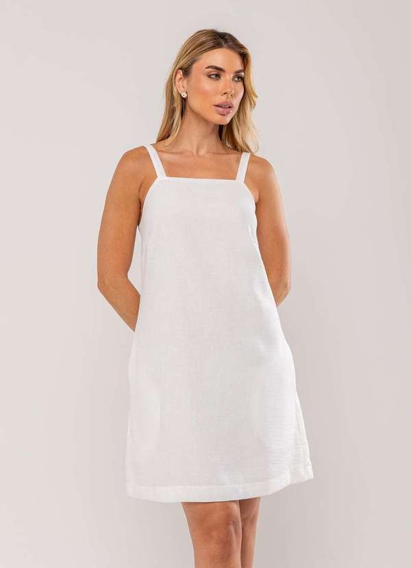 Salvatore Fashion - Vestido Curto com Alça Fina e Bolso Branco 2