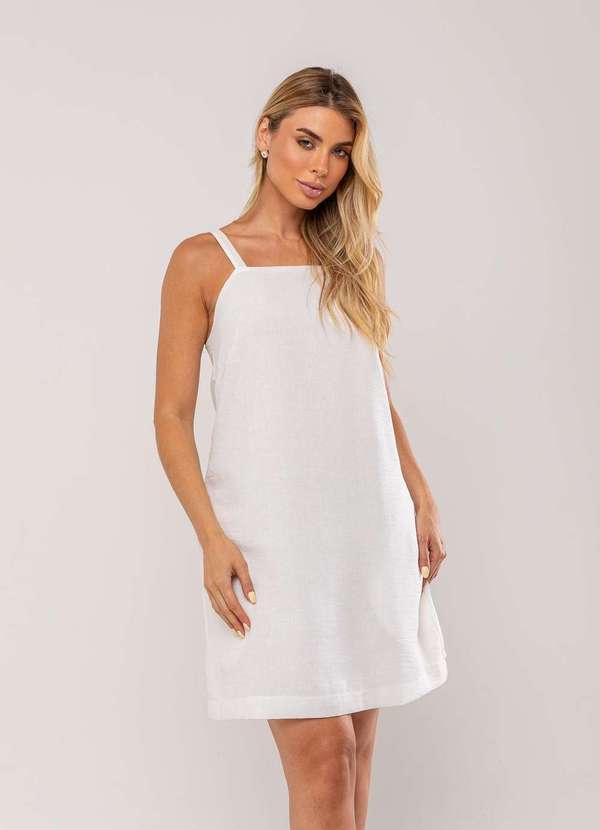 Salvatore Fashion - Vestido Curto com Alça Fina e Bolso Branco 5