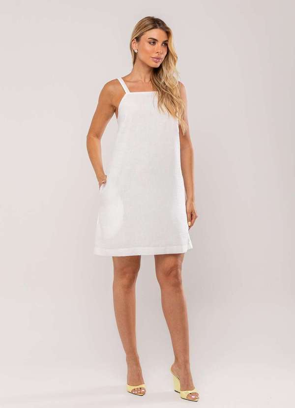 Salvatore Fashion - Vestido Curto com Alça Fina e Bolso Branco 6