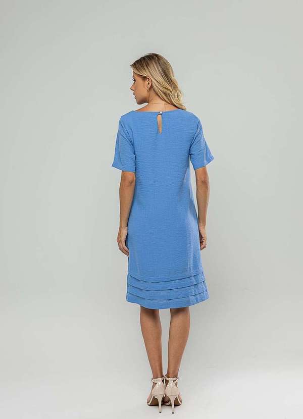 Salvatore Fashion - Vestido Curto com Pregas na Barra Azul 2