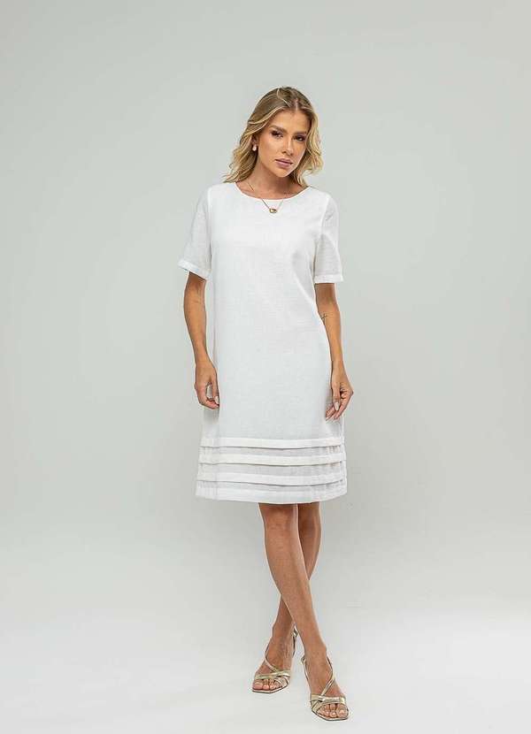 Salvatore Fashion - Vestido Curto com Pregas na Barra Branco 2