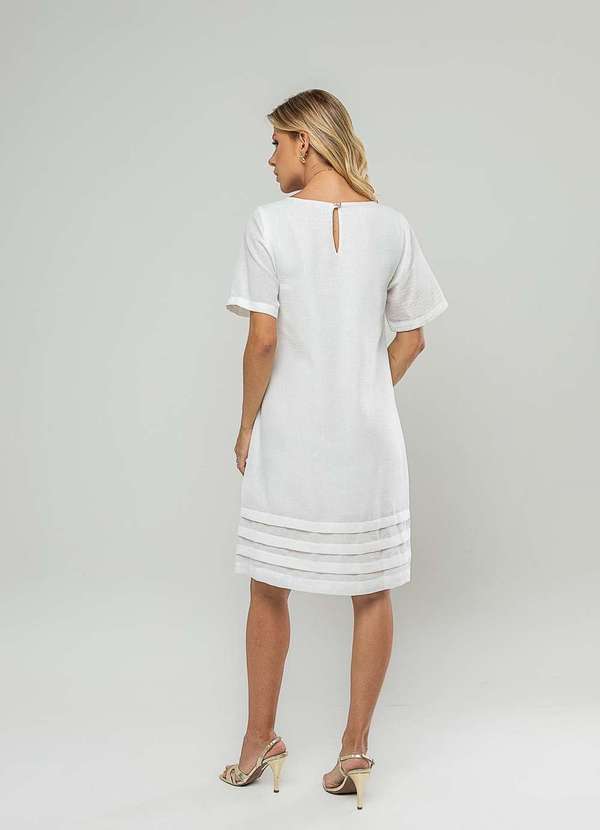 Salvatore Fashion - Vestido Curto com Pregas na Barra Branco 4